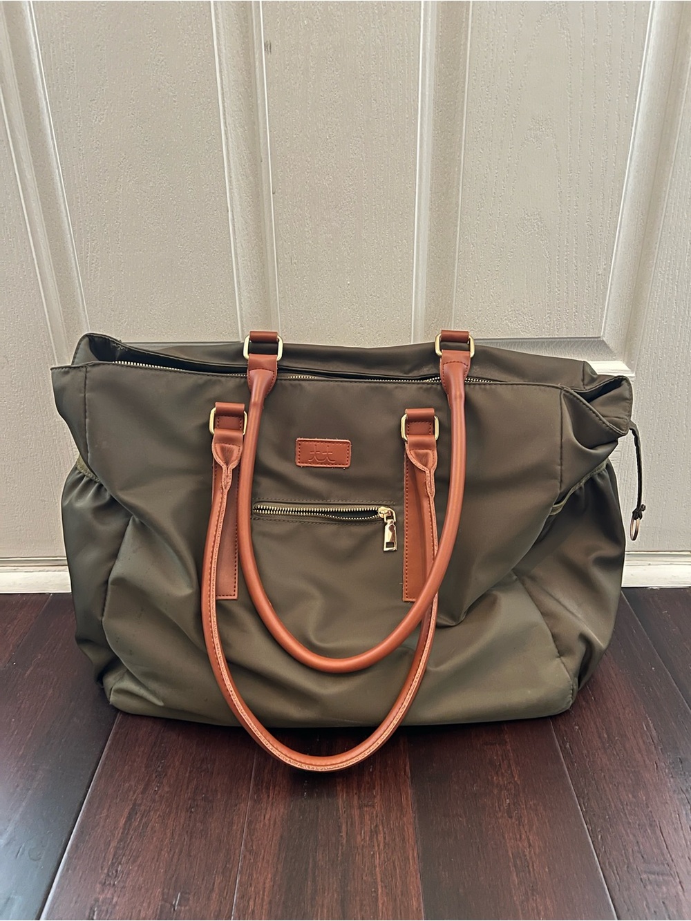 Olive Green Tote Bag with Tan Trim - Men Bags